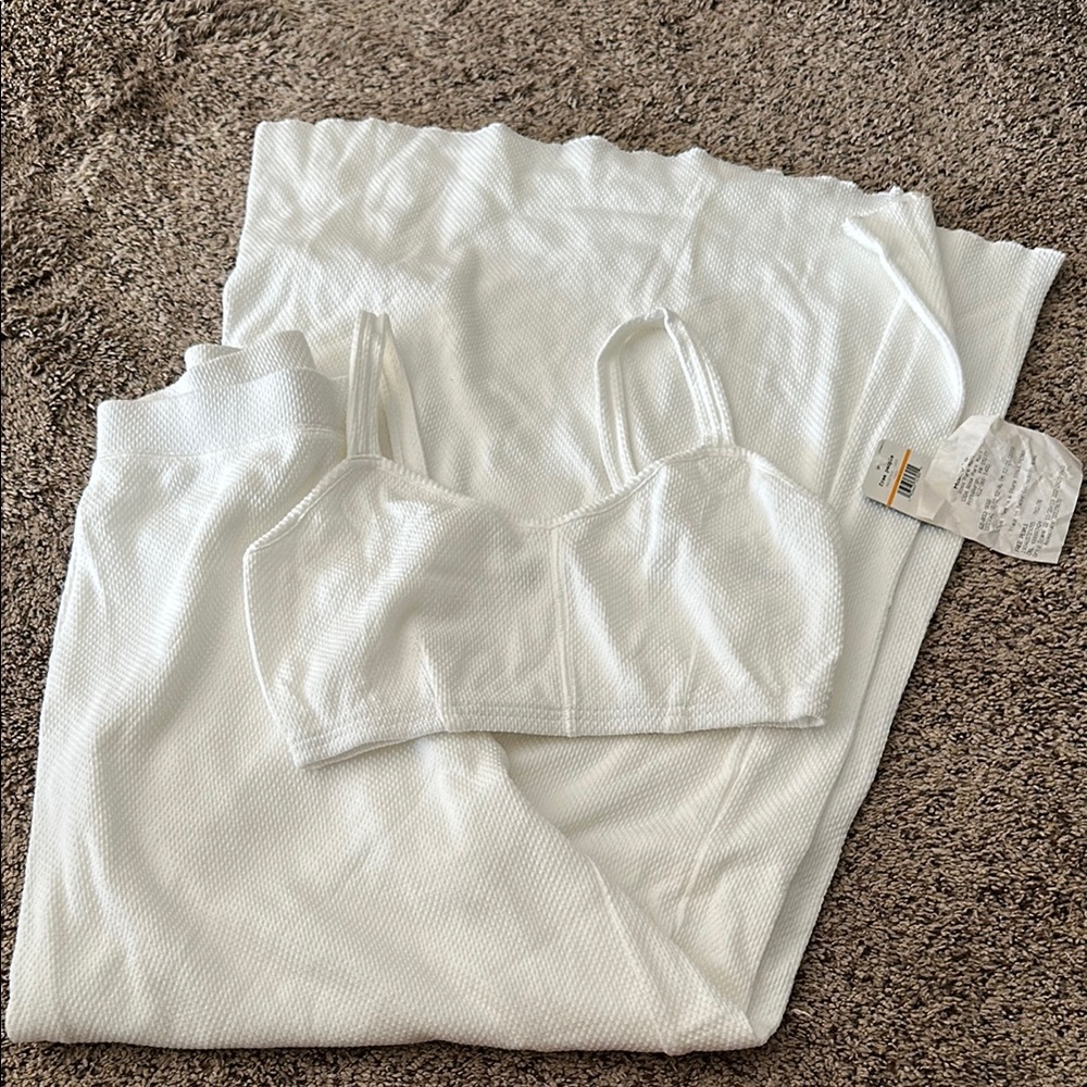 NWT Free People IVORY Wide Leg Pants with High Waist - Picture 3 of 5